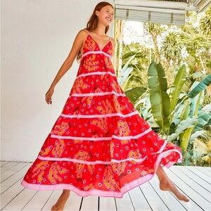 FARM Rio Tiki Bananas Maxi Tiered Dress for Anthropologie